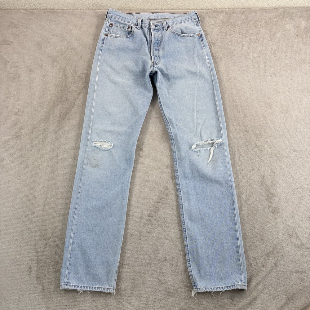 Vintage Levis 501 Distressed Jeans Men 30x33 (Tag 32x34) Made USA Button Fly 90s